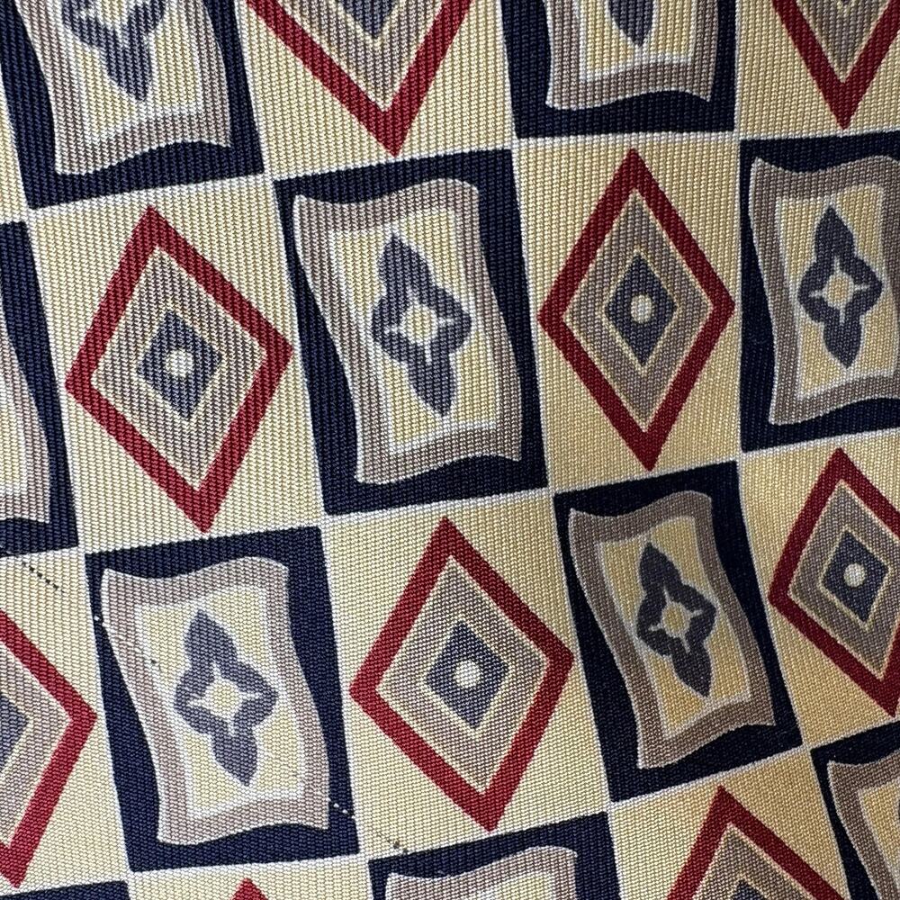 Vintage Brooks Brothers Mens Yellow Geometric Print Silk Tie Y2K Preppy Wall St